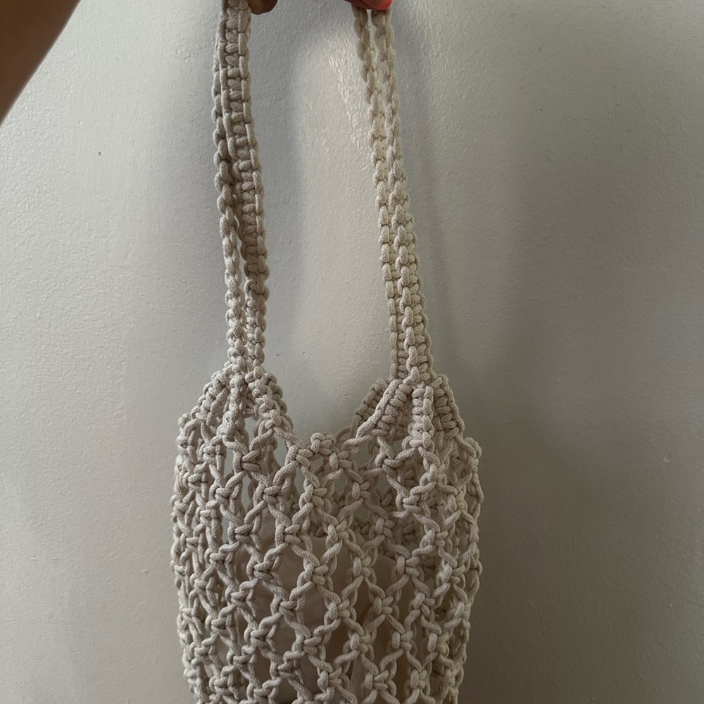 Cream Crochet Tote Bag